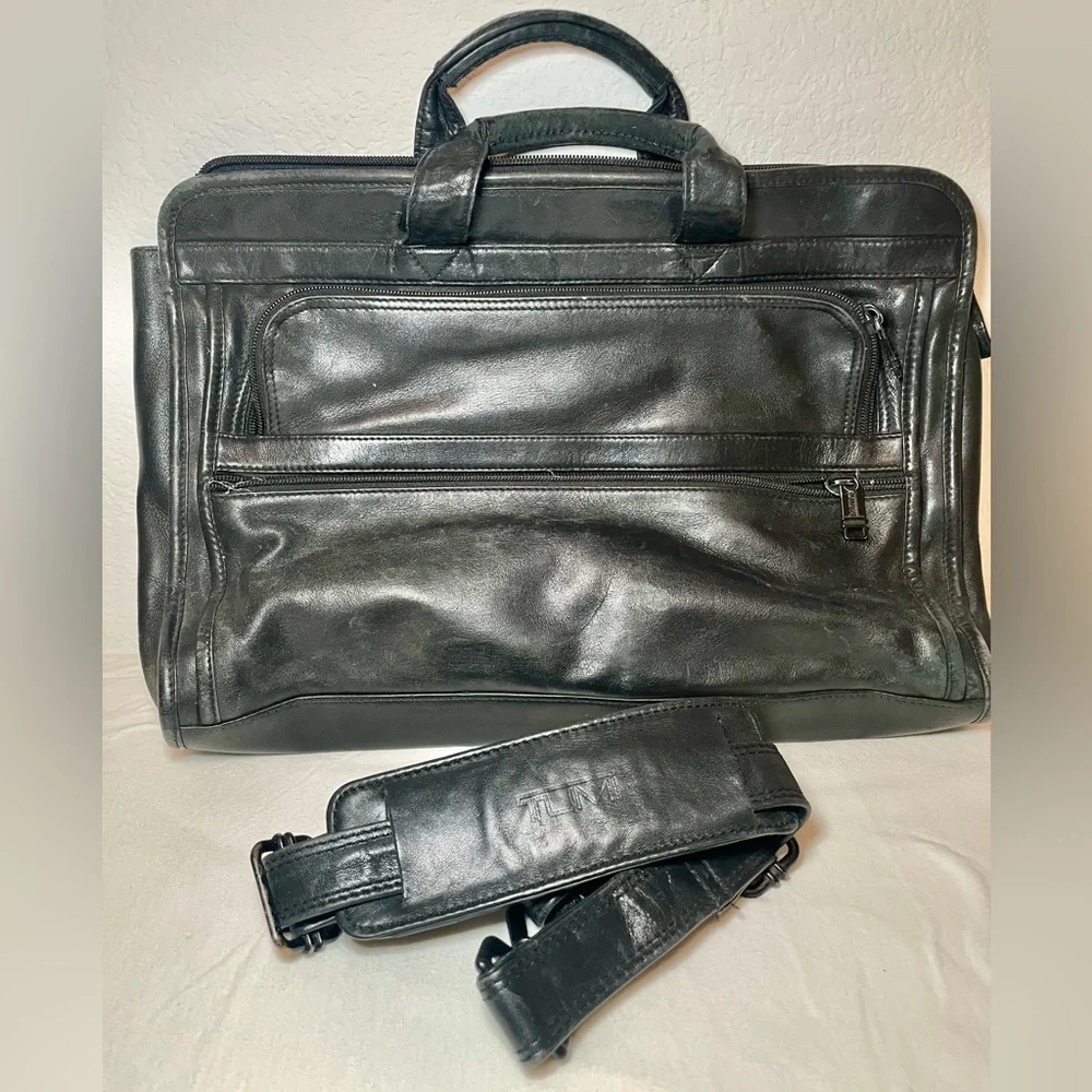 Vintage Tumi Black Leather Laptop Bag